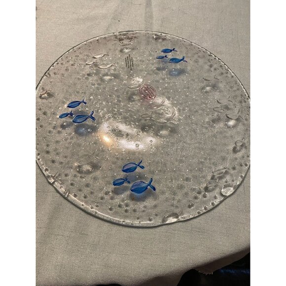 Original Vetro Glass Italian Art Glass "Fish" Serving Platters (Pair) | Empoli, - Picture 7 of 12